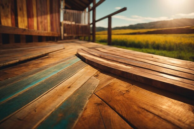 Close up of top of Wooden table or wooden floor texture with wooden wall background of Colorful wooden plank concept for advertising