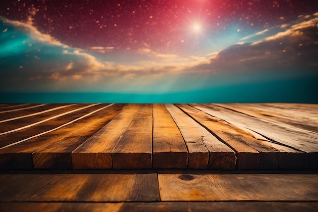 Close up of top of Wooden table or wooden floor texture with wooden wall background of Colorful wooden plank concept for advertising