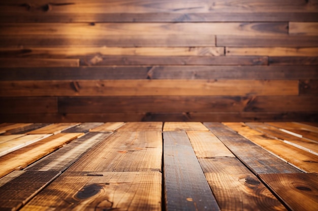 Close up of top of Wooden table or wooden floor texture with wooden wall background of Colorful wooden plank concept for advertising