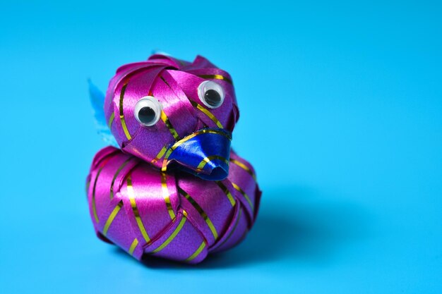 Close-up of toy against blue background