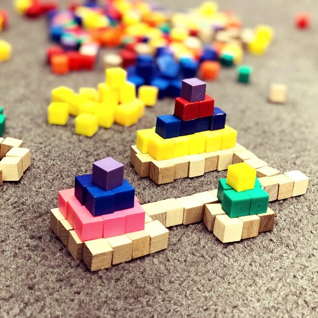 Close-up of toy blocks on table