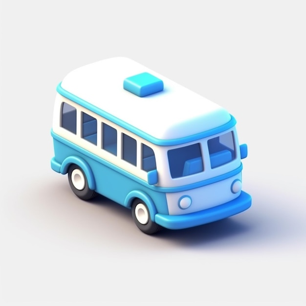 Крупный план игрушечного автобуса на белой поверхности, генеративный искусственный интеллект