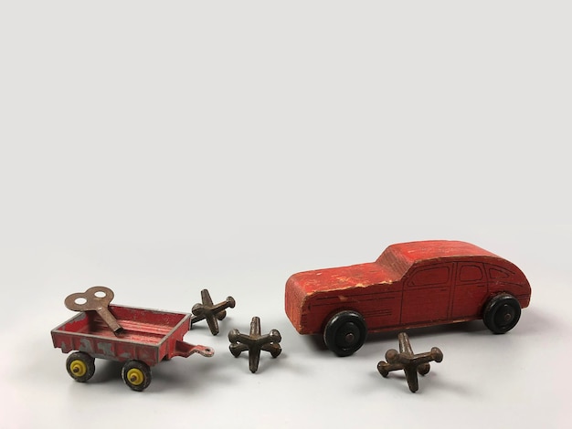 Photo close-up of toy car against white background