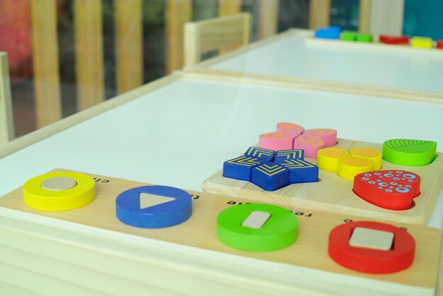 Close-up of toys on table