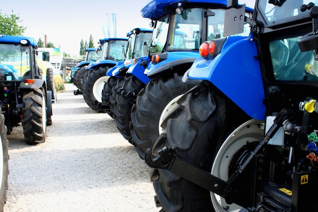 Close up of tractors in the line