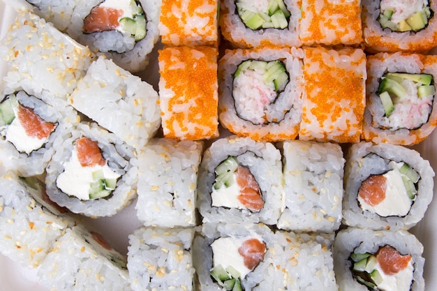 Close up of traditional Japanese food Sushi set