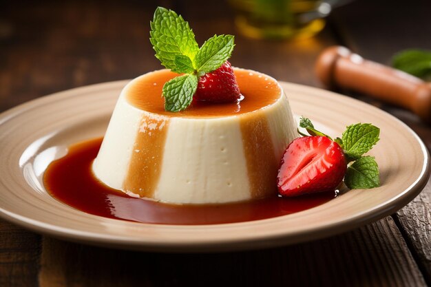 A close up of a traditional Mexican flan dessert