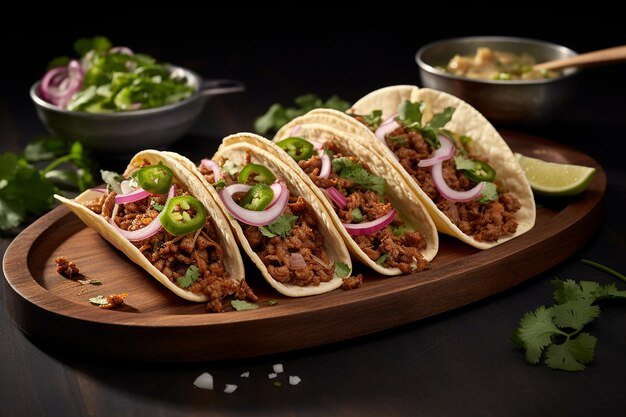 A close up of traditional Mexican street tacos with onion and cilantro