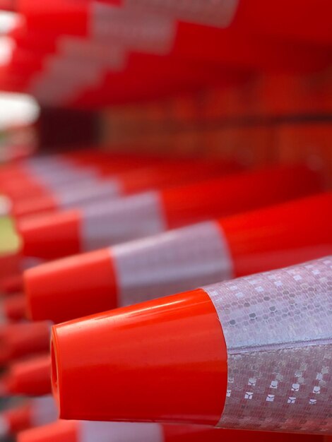 Close-up of traffic cones