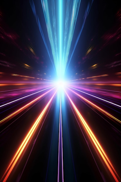 a close up of a train traveling through a tunnel of light generative ai