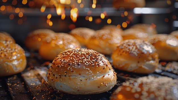 Photo close up of tray of buns