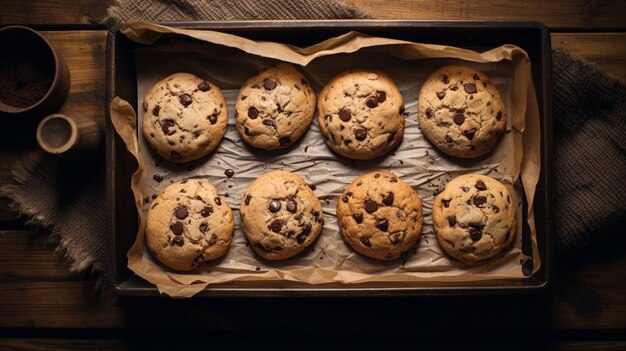 a close up of a tray of cookies on a table generative ai