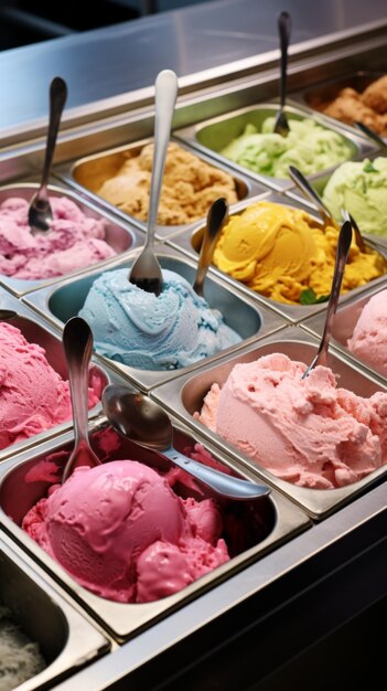 Close up of tray of ice cream