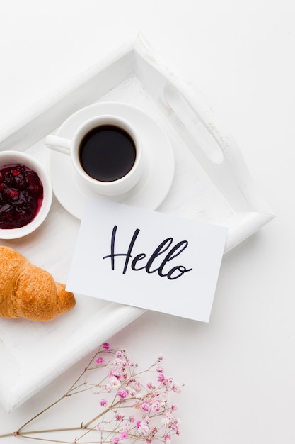 Close-up tray with breakfast