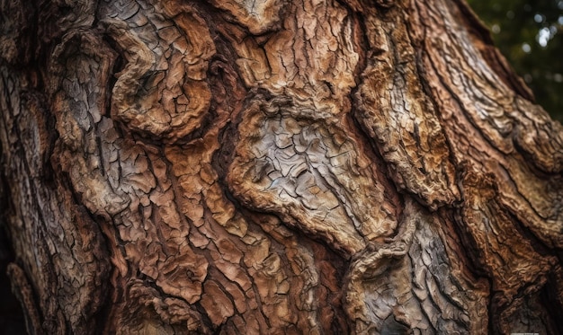 A close up of a tree bark with the word tree on it