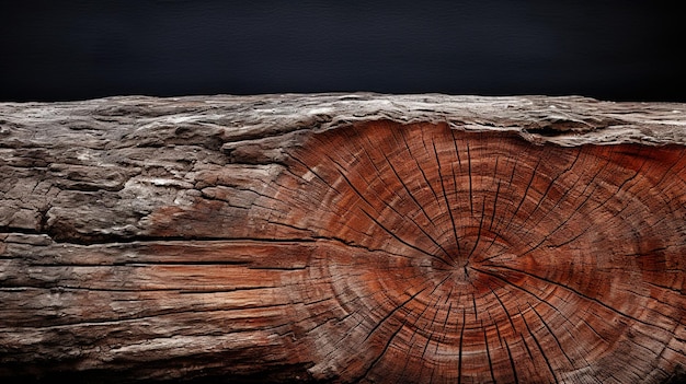 Photo a close up of a tree stump with a dark background