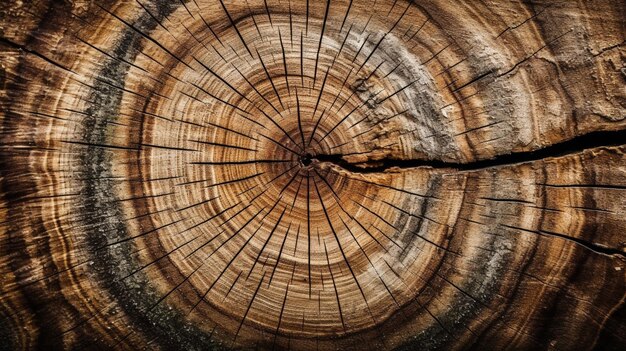 a close up of a tree trunk with a circular cut in it generative ai