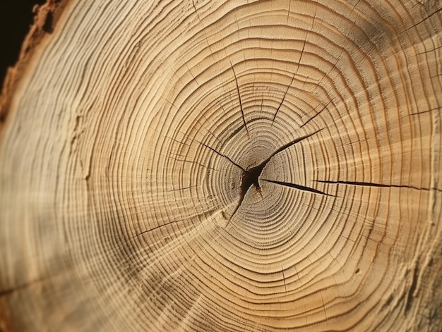 A close up of a tree trunk with a cross section of the tree trunk.