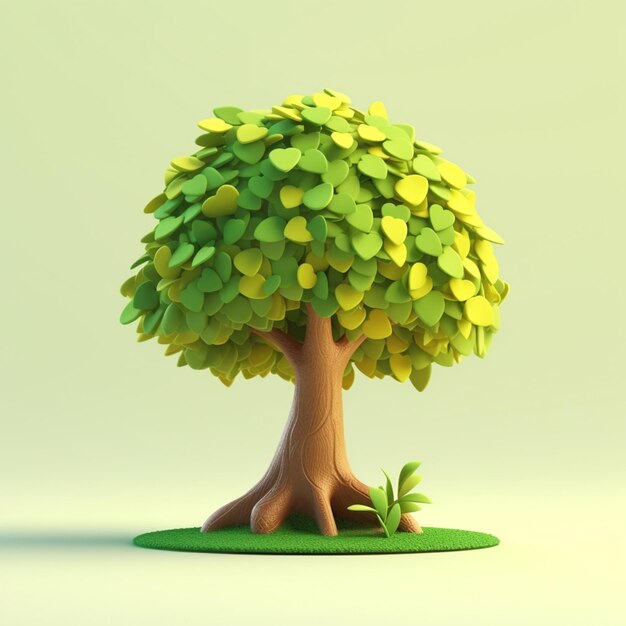 a close up of a tree with a bird on it generative ai