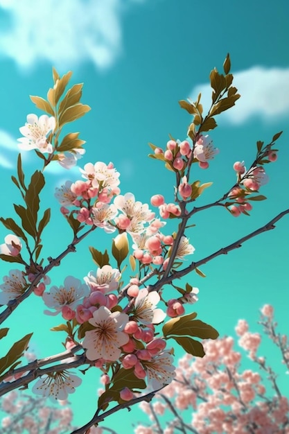 Close up of tree with flowers on it generative ai