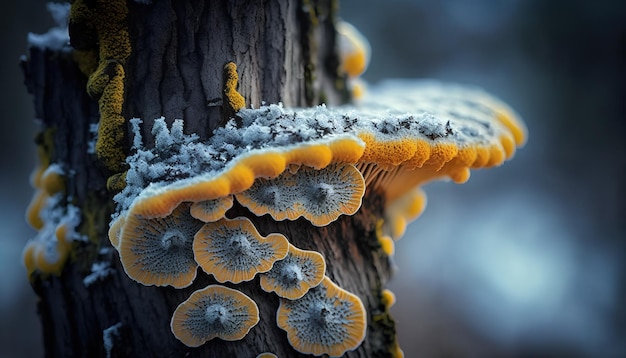 Photo a close up of a tree with a frosty branch