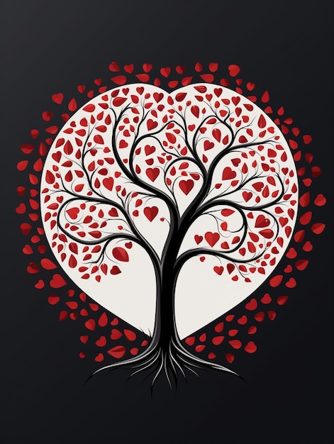 a close up of a tree with red hearts on it generative ai