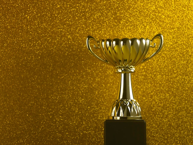 Photo close-up of trophy against golden background