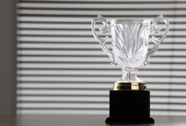 close-up of trophy on table
