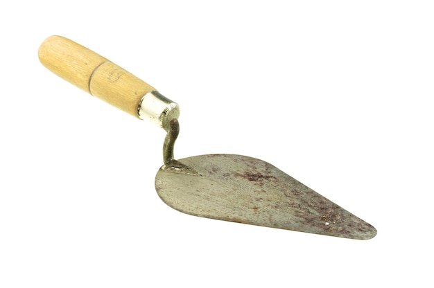 Close-up of trowel against white background