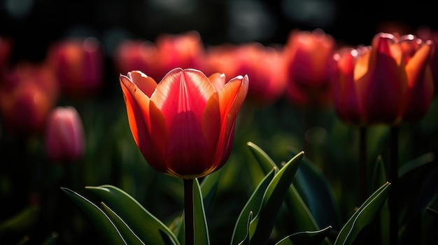 チューリップの花を閉じる