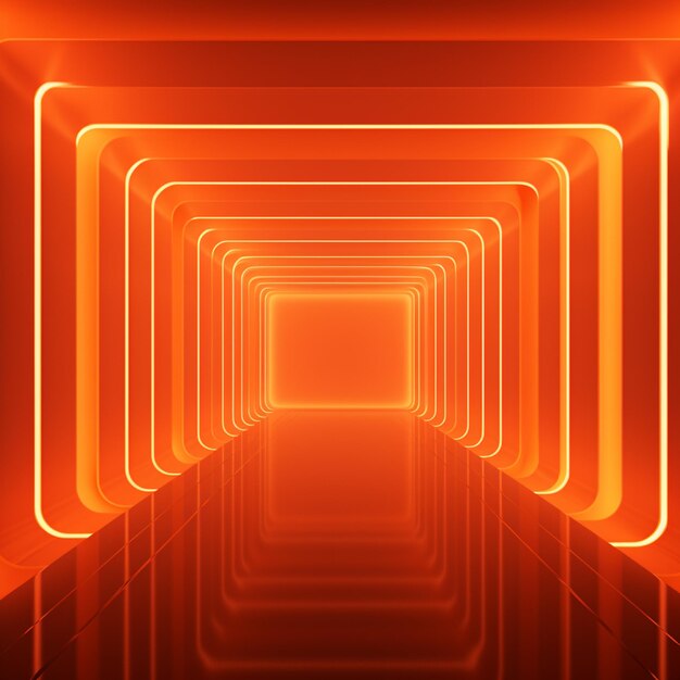 A close up of a tunnel with orange lights in it generative ai