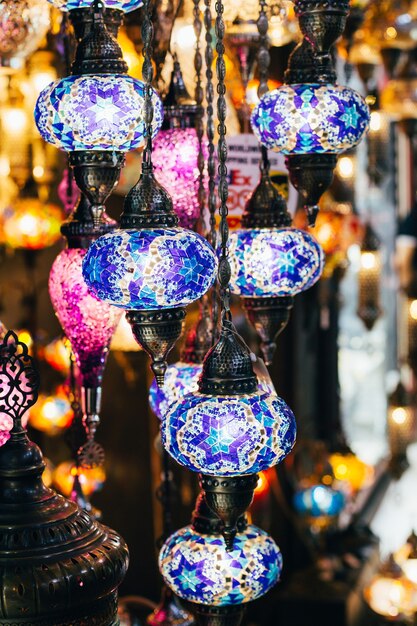 Close-up on turkish pendant lamp mosaic