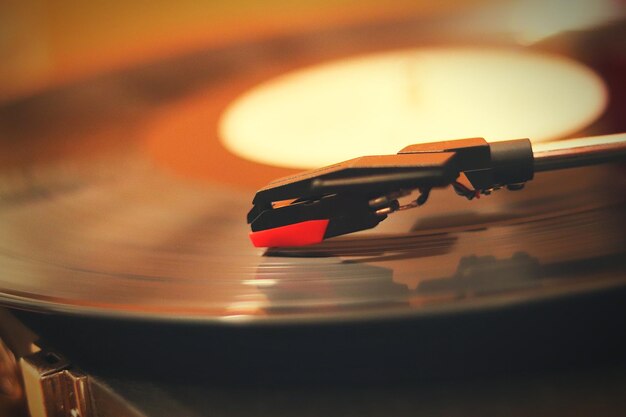 Close-up of turntable