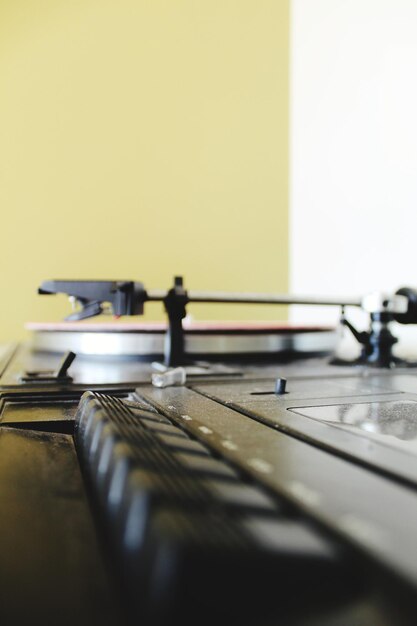 Close-up of turntable