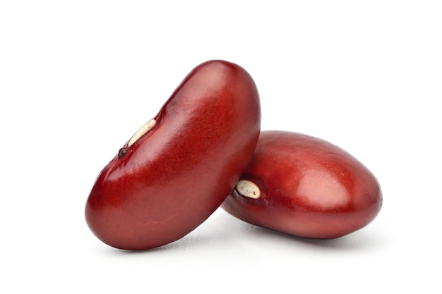 Close-up Two Kidney beans isolated on white.