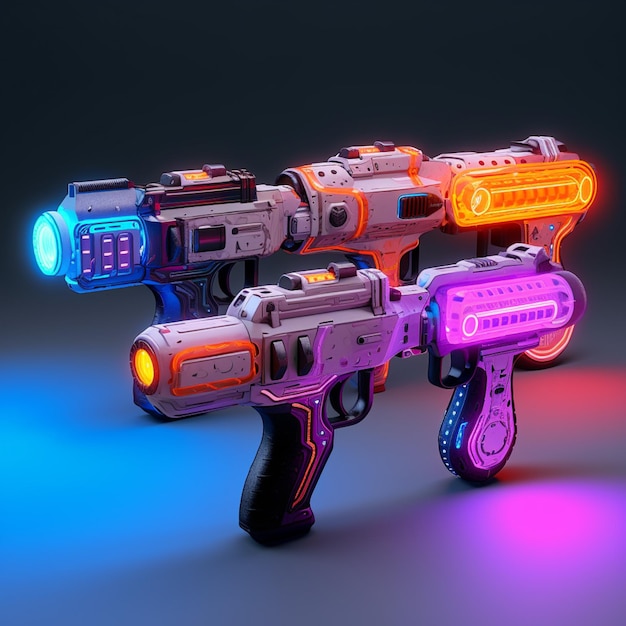 a close up of two lights on a gun with a light on generative ai