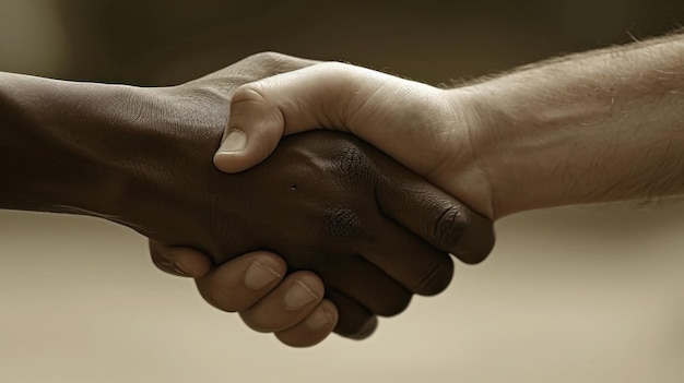 A close up of two people shaking hands in a photo ai