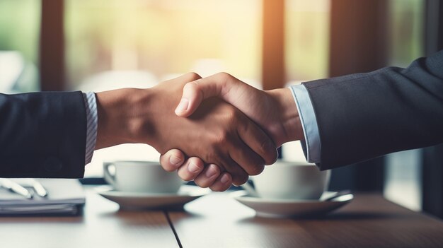 Photo a close up of two people shaking hands