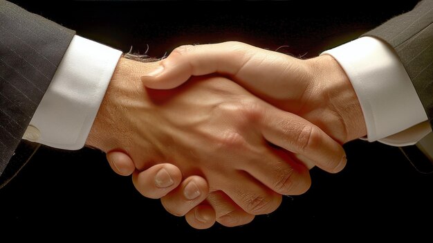 Photo close up of two people shaking hands