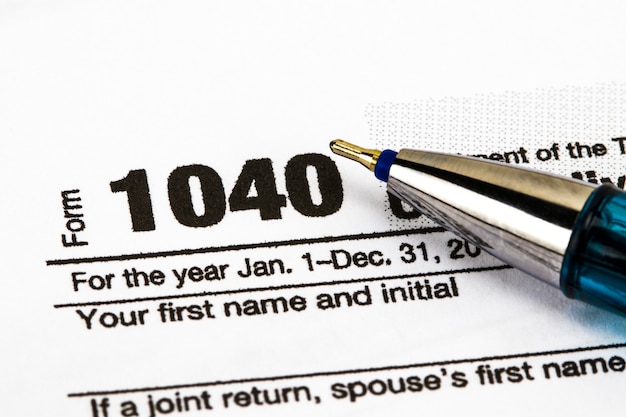 Close - up U.S. income tax form 1040.