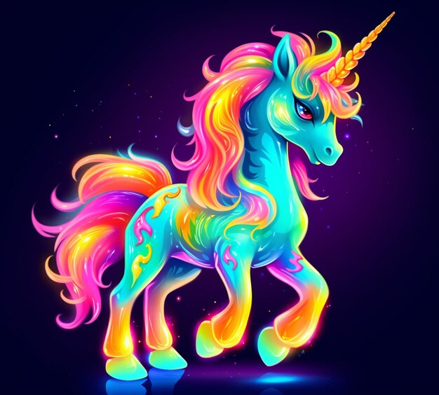 a close up of a unicorn with a colorful mane and a long mane generative ai