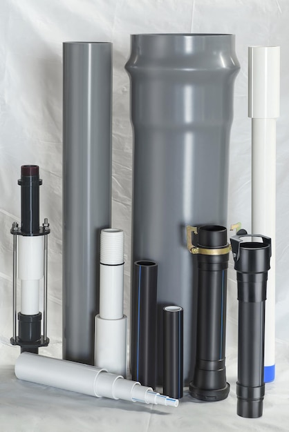 Photo close-up of upvc and cpvc pipe and fittings