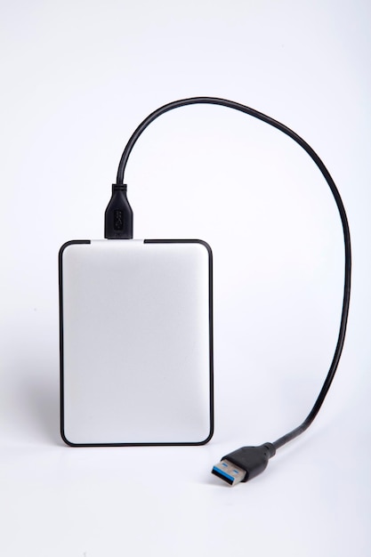 Photo close-up of usb cable against white background