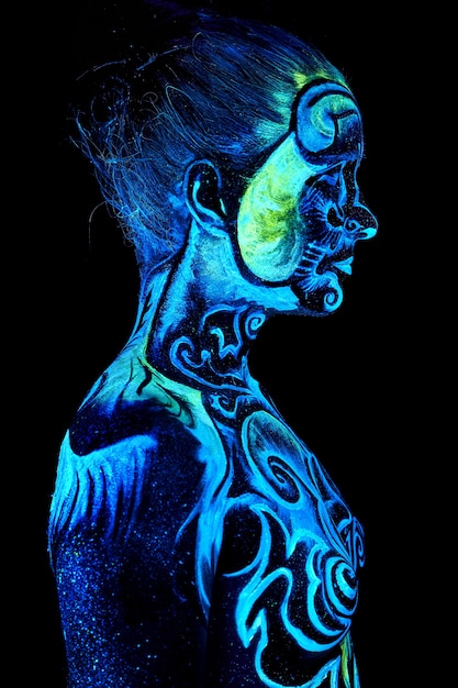 close up uv portrait on a feemale