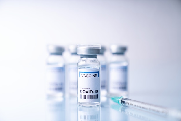 Close-up vaccine corona virus use injection