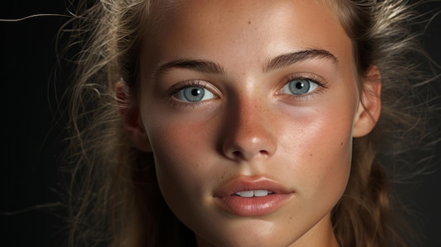 Close-up van aantrekkelijk model make-up gladde huid studio shot mode redactioneel concept