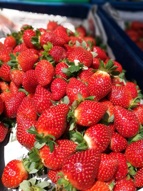 Foto close-up van aardbeien