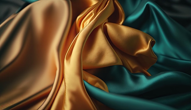 Close-up van abstracte gegolfde zijden achtergrond voor mock-up en banner en zachte stof Generative Ai