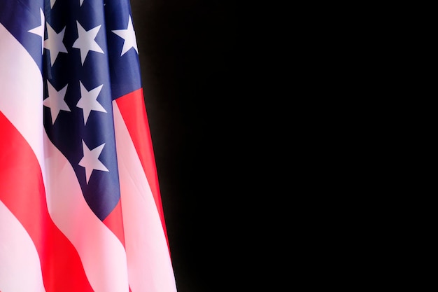 Close-up van Amerikaanse vlag op zwarte achtergrond