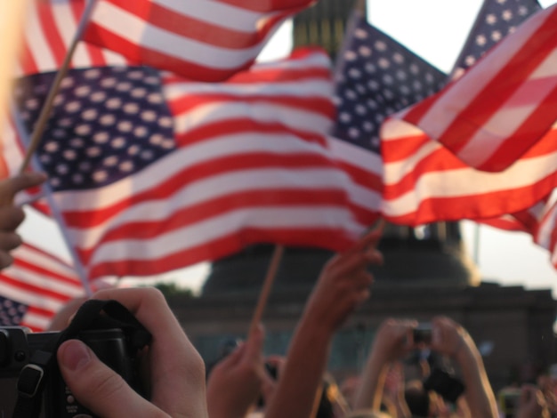 Foto close-up van amerikaanse vlaggen